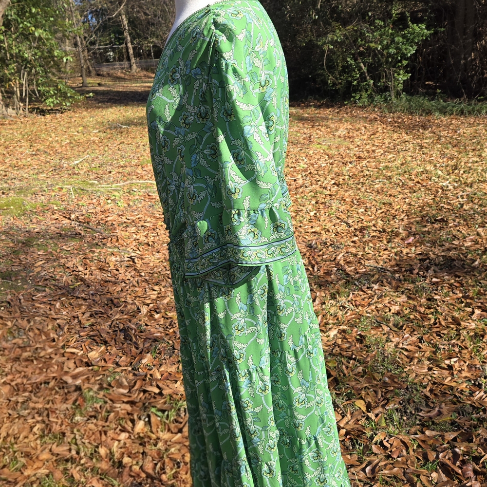 Max Studio Green Boho Maxi Dress Smocked Waist Size 3X - Picture 5 of 11